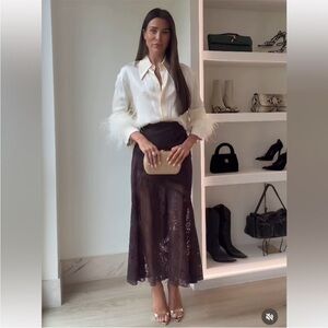 ZARA NWT STUNNING Satin Effect Lace Skirt ZW Collection VIRAL